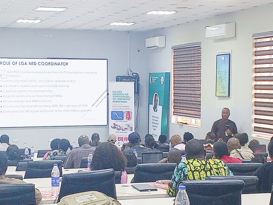 EDSPHCDA Partners with ENDFUND to Host a 2-Day State Training of Trainers/ Planning Meeting on Schistosomiasis and Soil-Transmitted Helminths (STH) Mass Administration of Medicines. mr samuel